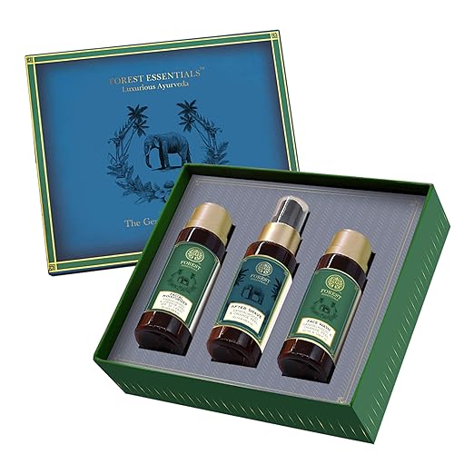 Forest Essentials Essentials for Him Gift Set | Premium Skincare & Grooming Gift Box for Men | Face & Body Care Collection
