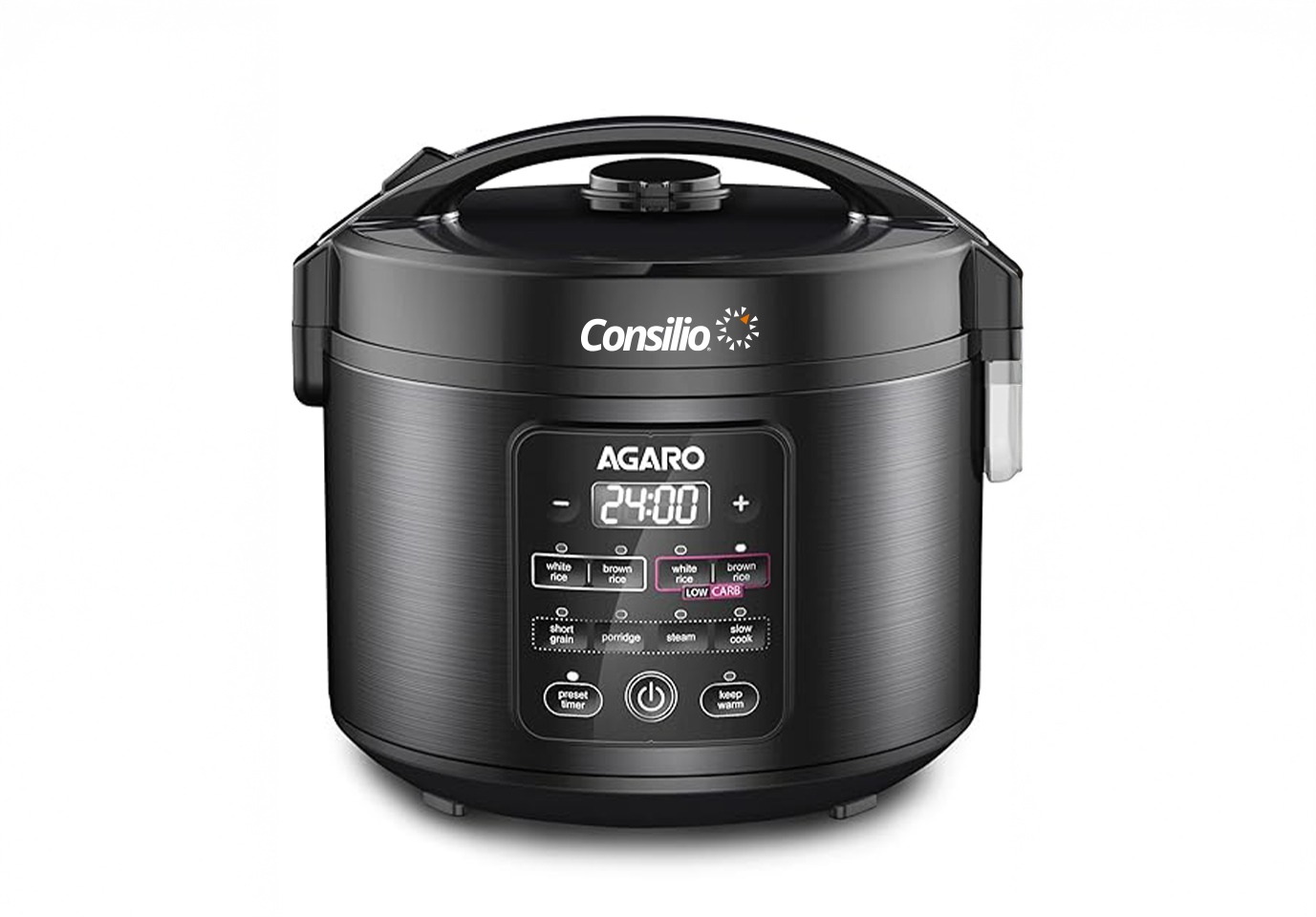 AGARO Regal Electric Rice Cooker, 3 Litres Ceramic Inner Bowl, 750gms (approx. 5 cups) raw rice, SS Steamer, Preset Cooking Functions, Preset Timer, Keep Warm Function, LED Display, Black